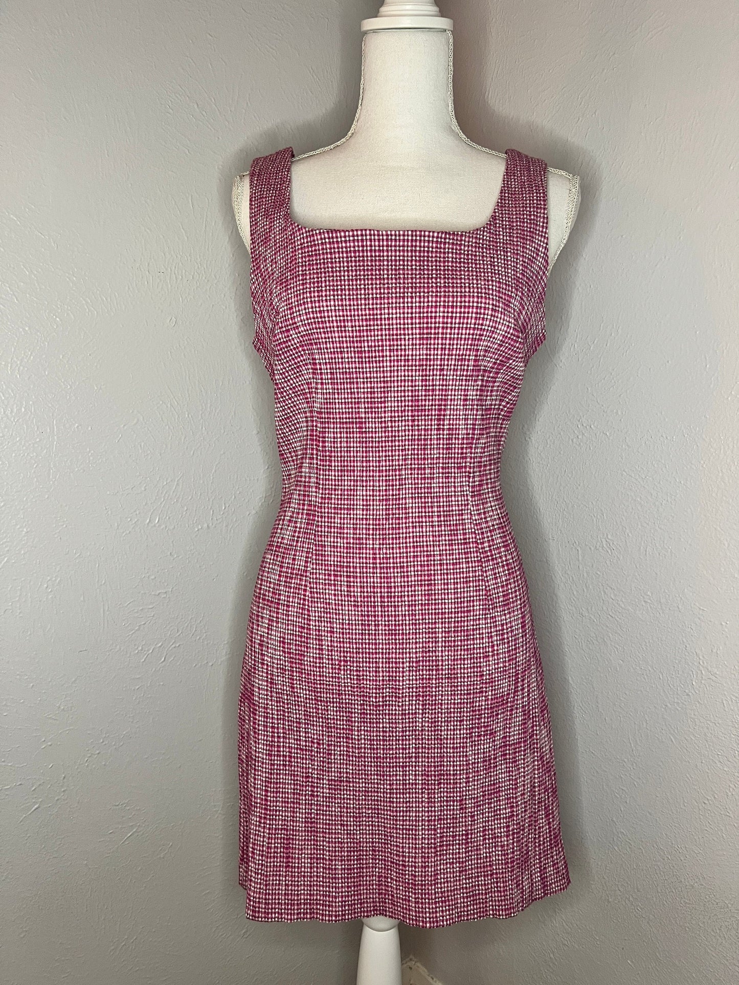 Vintage '80s Gingham Cotton Dress - M/L - Pink