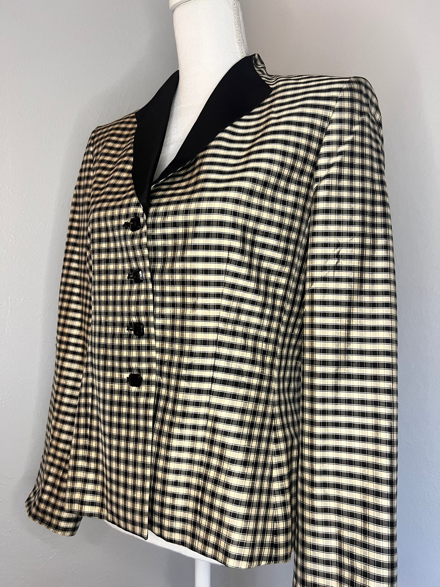 Vintage '80s Silk Plaid Blazer - S/M - Plaid