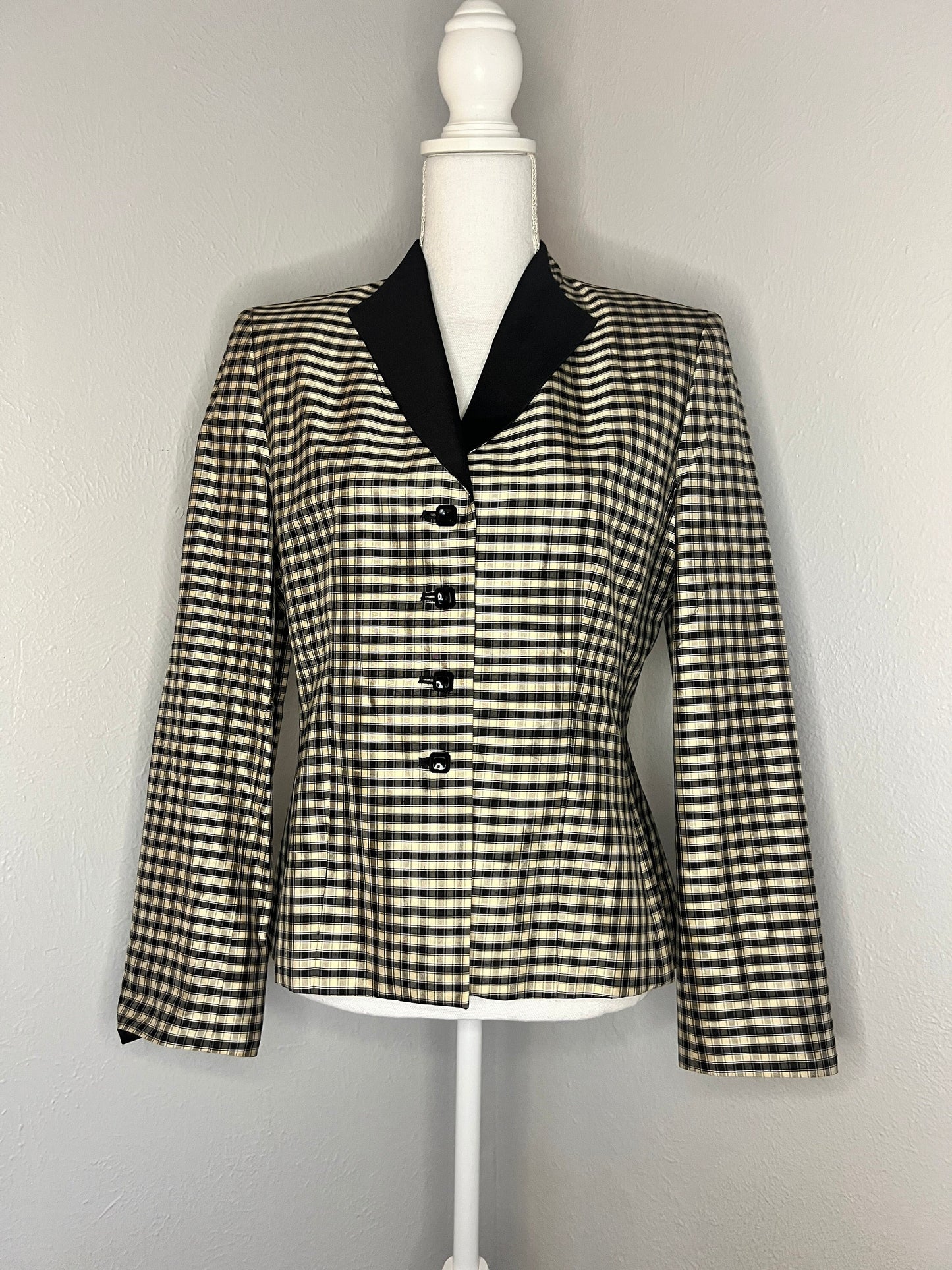 Vintage '80s Silk Plaid Blazer - S/M - Plaid