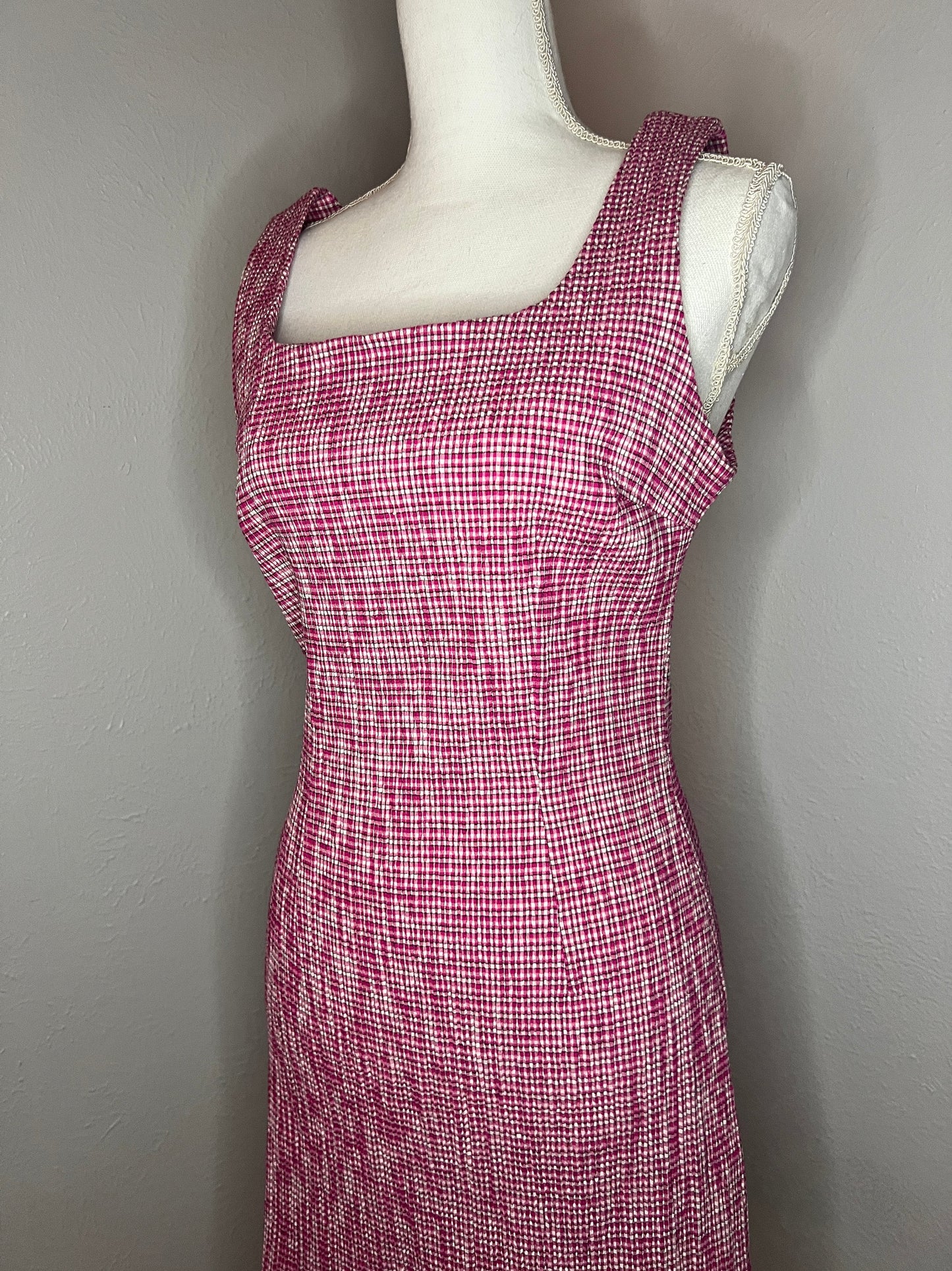 Vintage '80s Gingham Cotton Dress - M/L - Pink