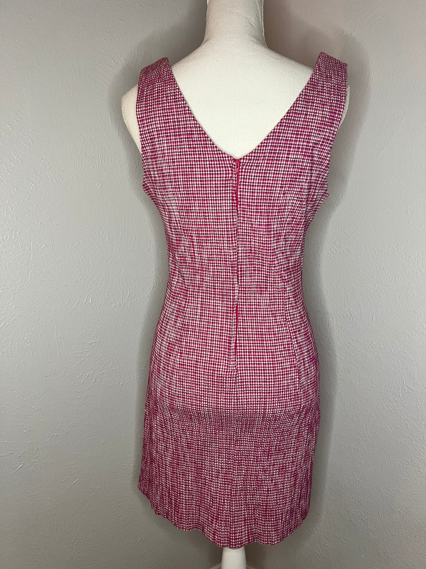 Vintage '80s Gingham Cotton Dress - M/L - Pink