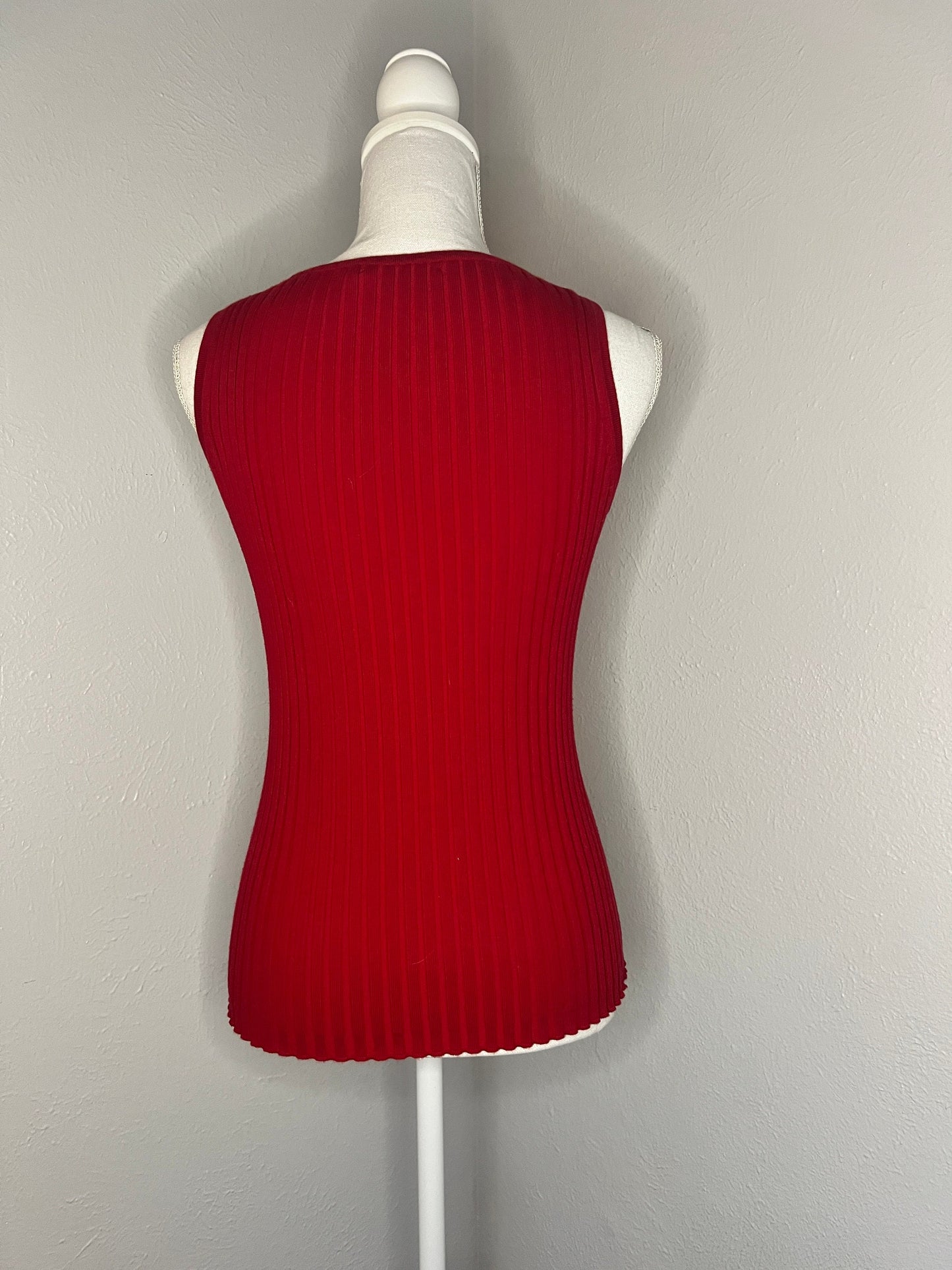 2K Vintage Sleeveless Sweater with Rhinestones - M - Red