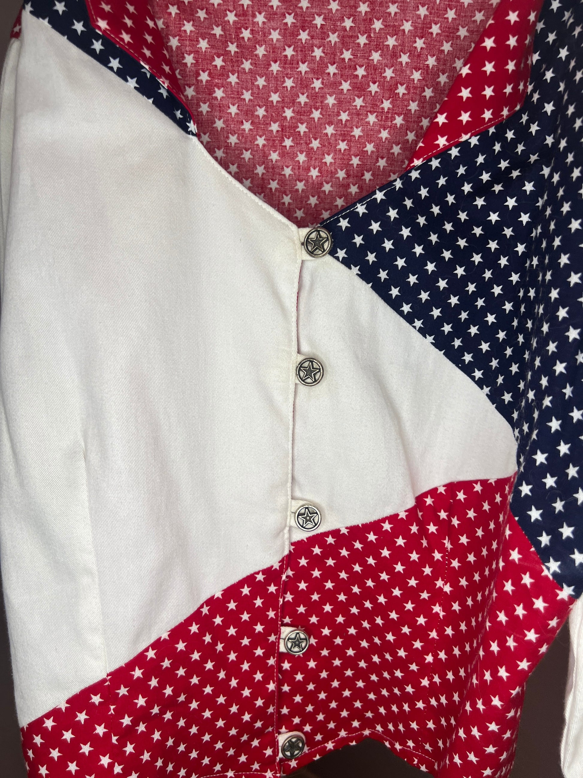 Vintage Patriotic Western Blouse - Large - Red/Blue