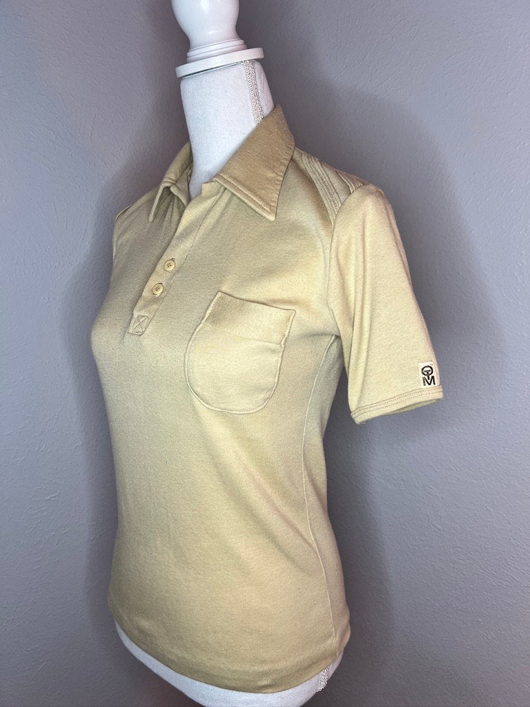 Vintage '70s Polo Shirt - S - Tan