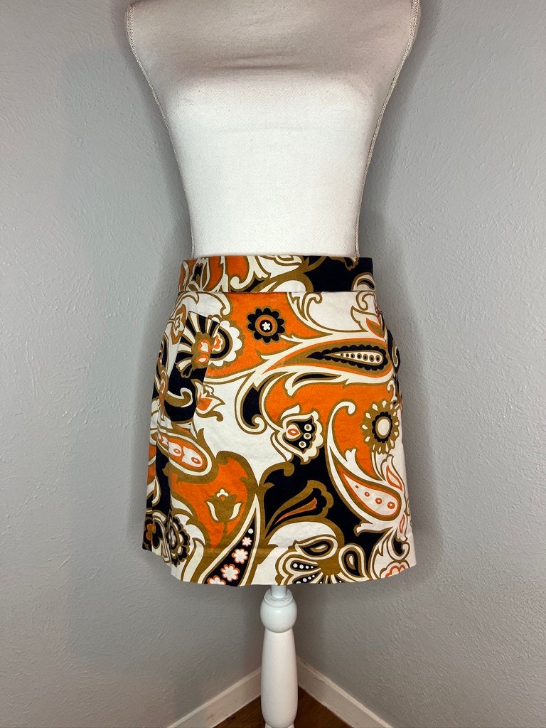 Y2K Mini Skirt - 100% Cotton - M (6) - Orange