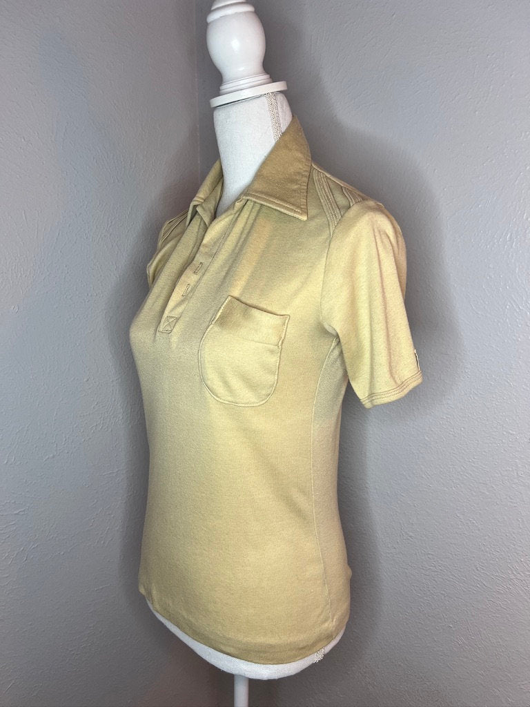 Vintage '70s Polo Shirt - S - Tan