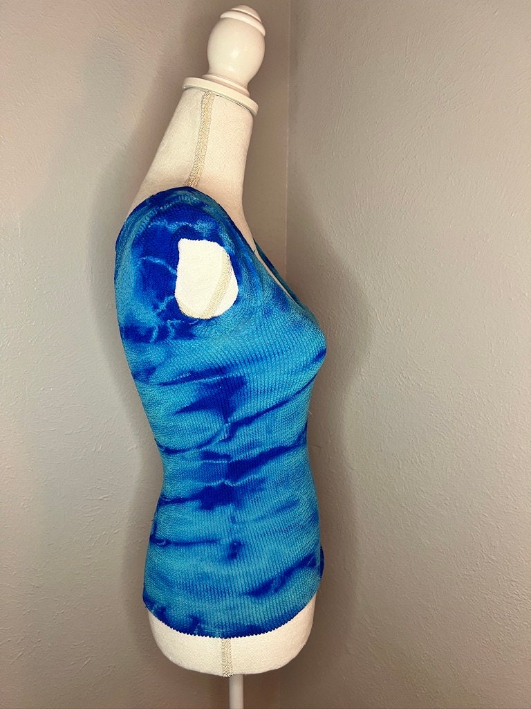 2K Bebe Ribbed Stretch Tie Dye Top - S/M - Blue