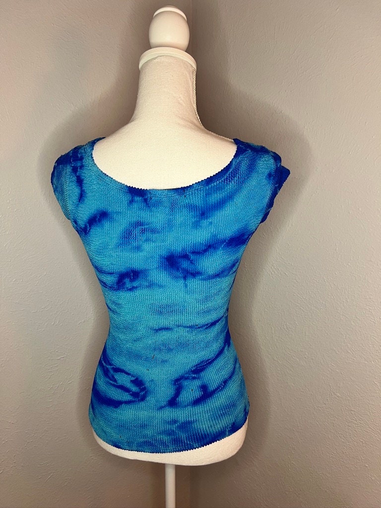 2K Bebe Ribbed Stretch Tie Dye Top - S/M - Blue