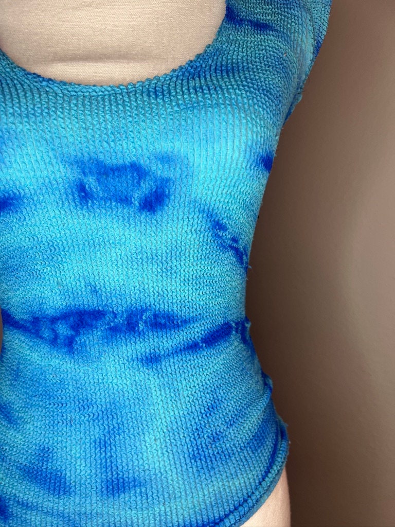 2K Bebe Ribbed Stretch Tie Dye Top - S/M - Blue