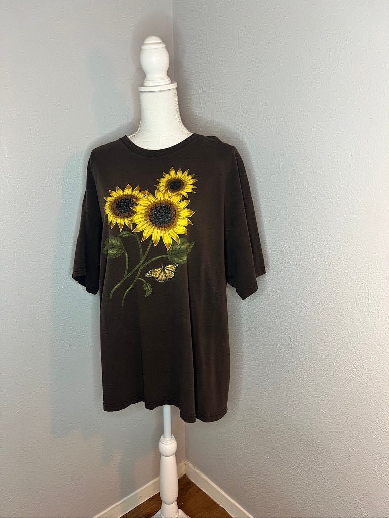 Vintage '90s Sunflower Tee - XL - Brown