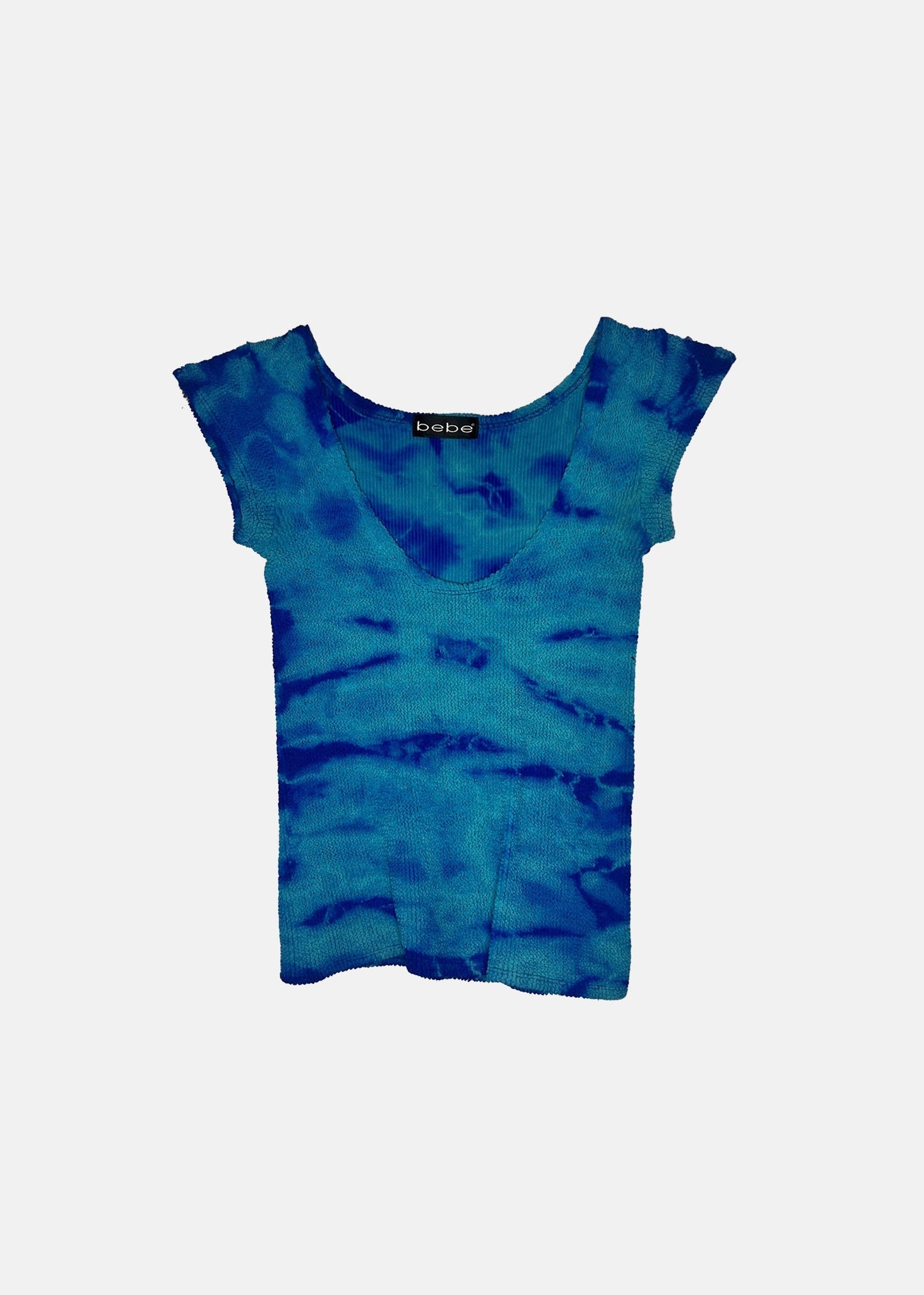 2K Bebe Ribbed Stretch Tie Dye Top - S/M - Blue