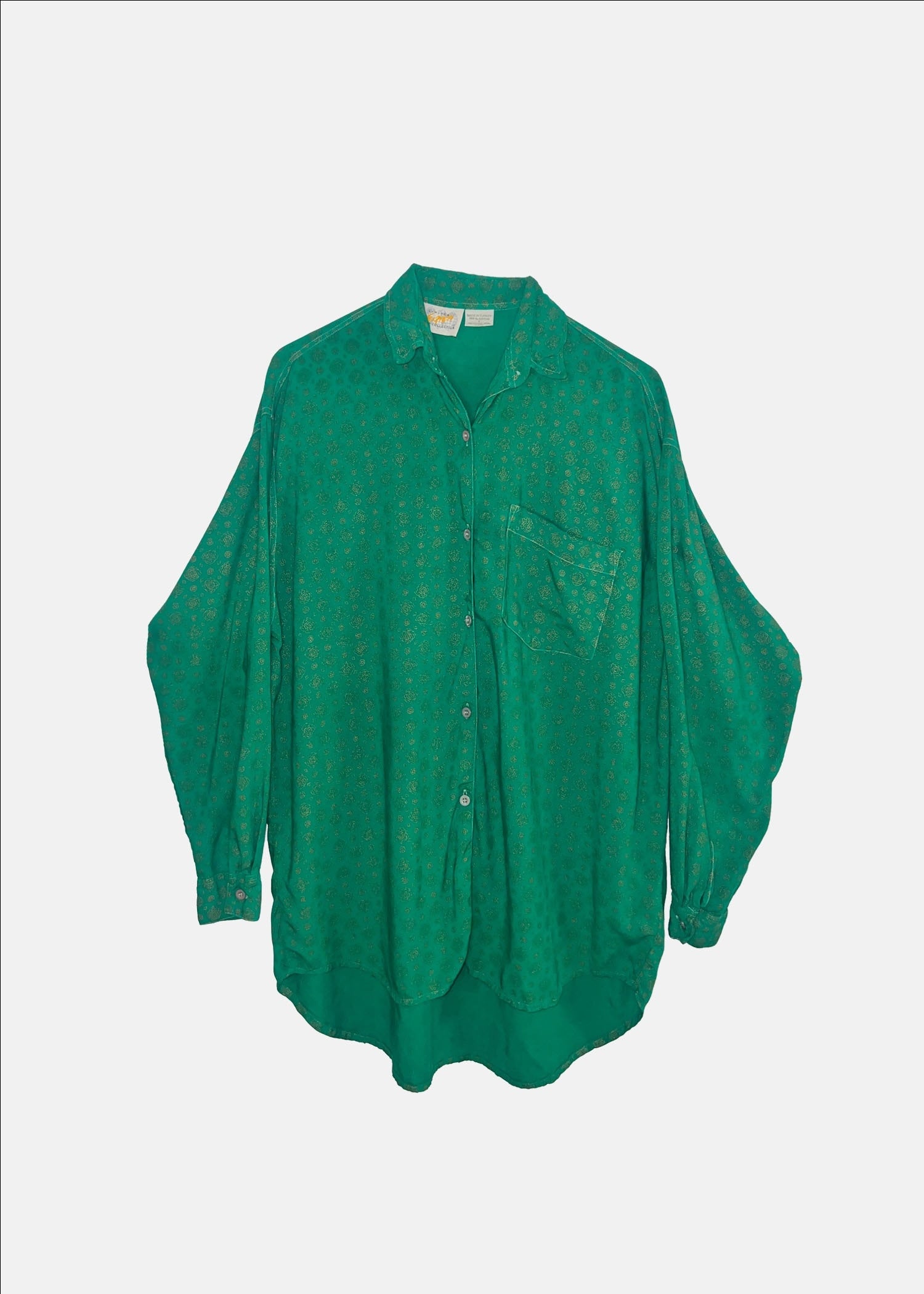 Vintage '80s Express Button-Up Shirt - L - Green