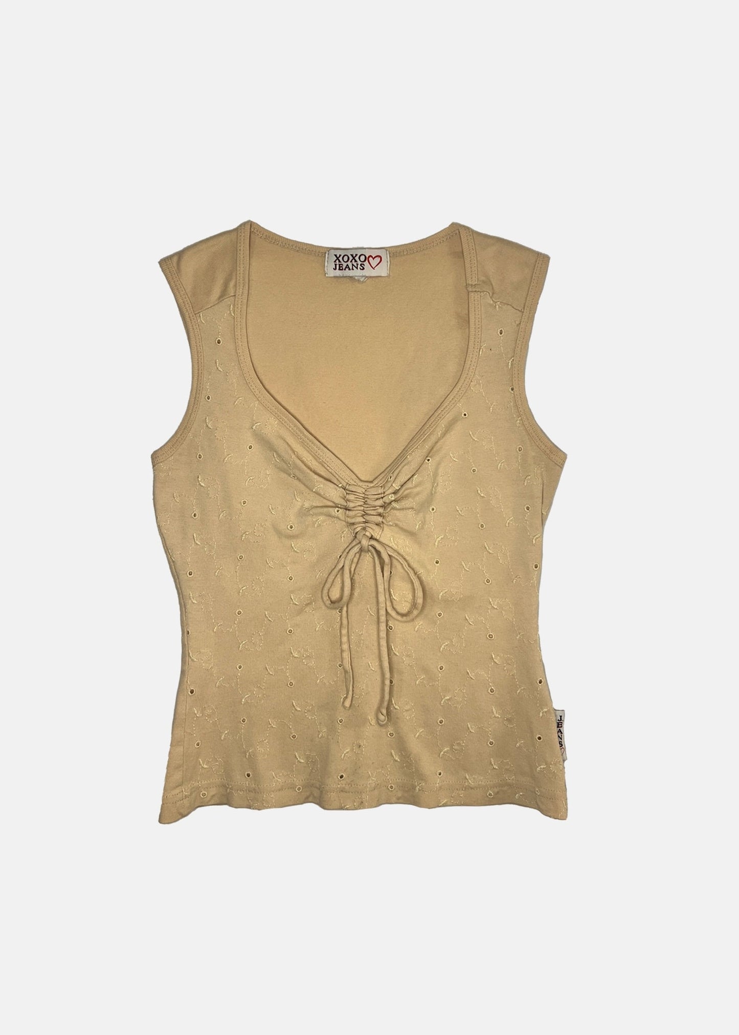 Vintage '90s XOXO Jeans Lace-Up Tank Top - S - Beige