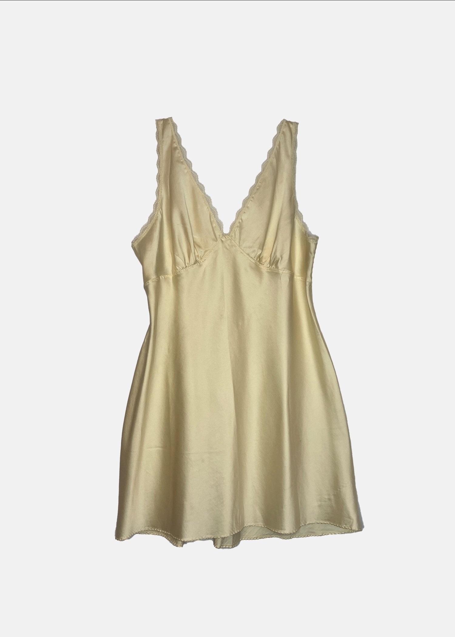 Vintage Vanity Fair Satin Slip Dress with Lace Trim - M