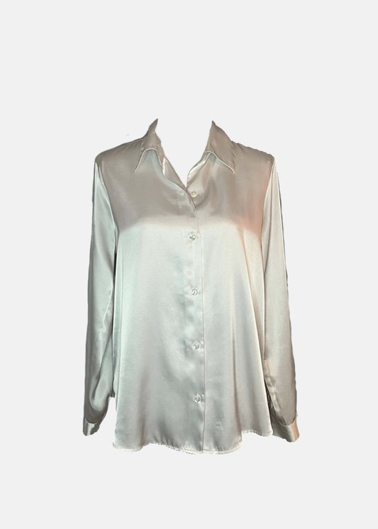 Vintage Satin Blouse - M - White