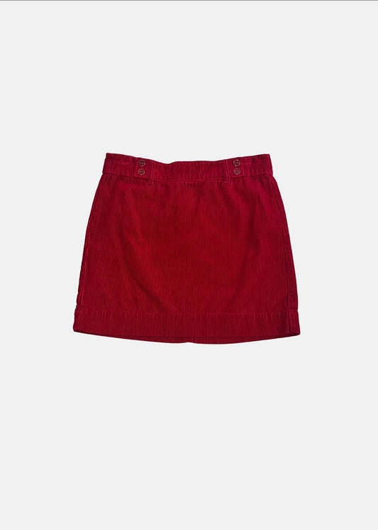 Y2K Corduroy Mini Skirt - 100% Cotton - S (4) - Red