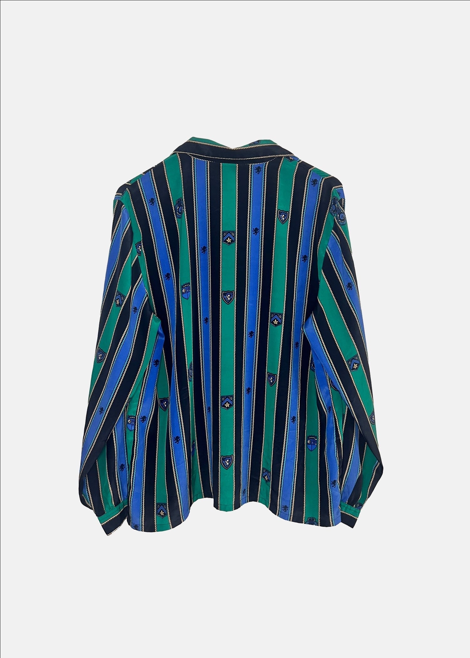 Vintage Striped Blouse - M/L - Blue/Green