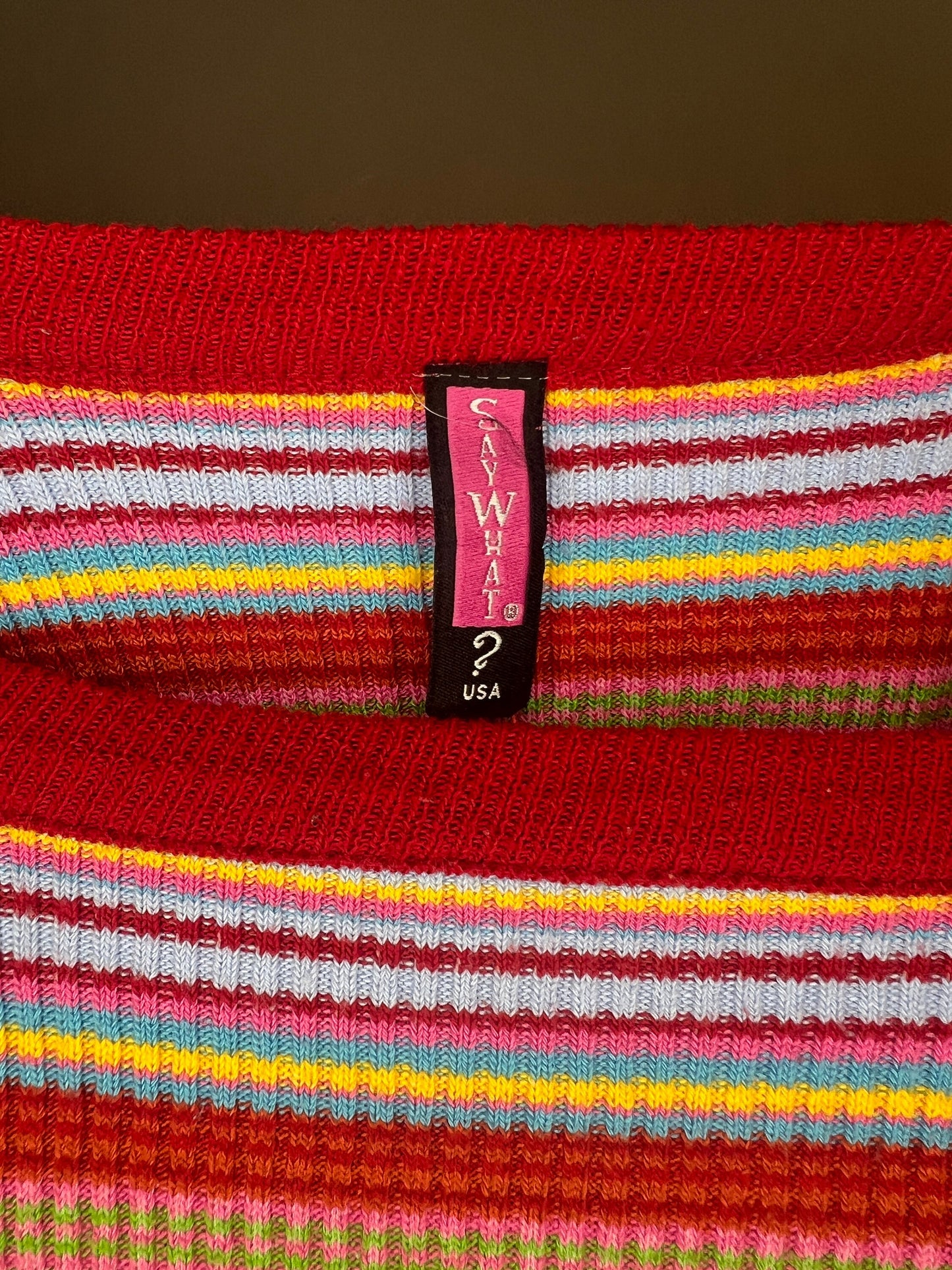 Vintage '90s Say What? Striped Off-Shoulder Sweater - S - Multi