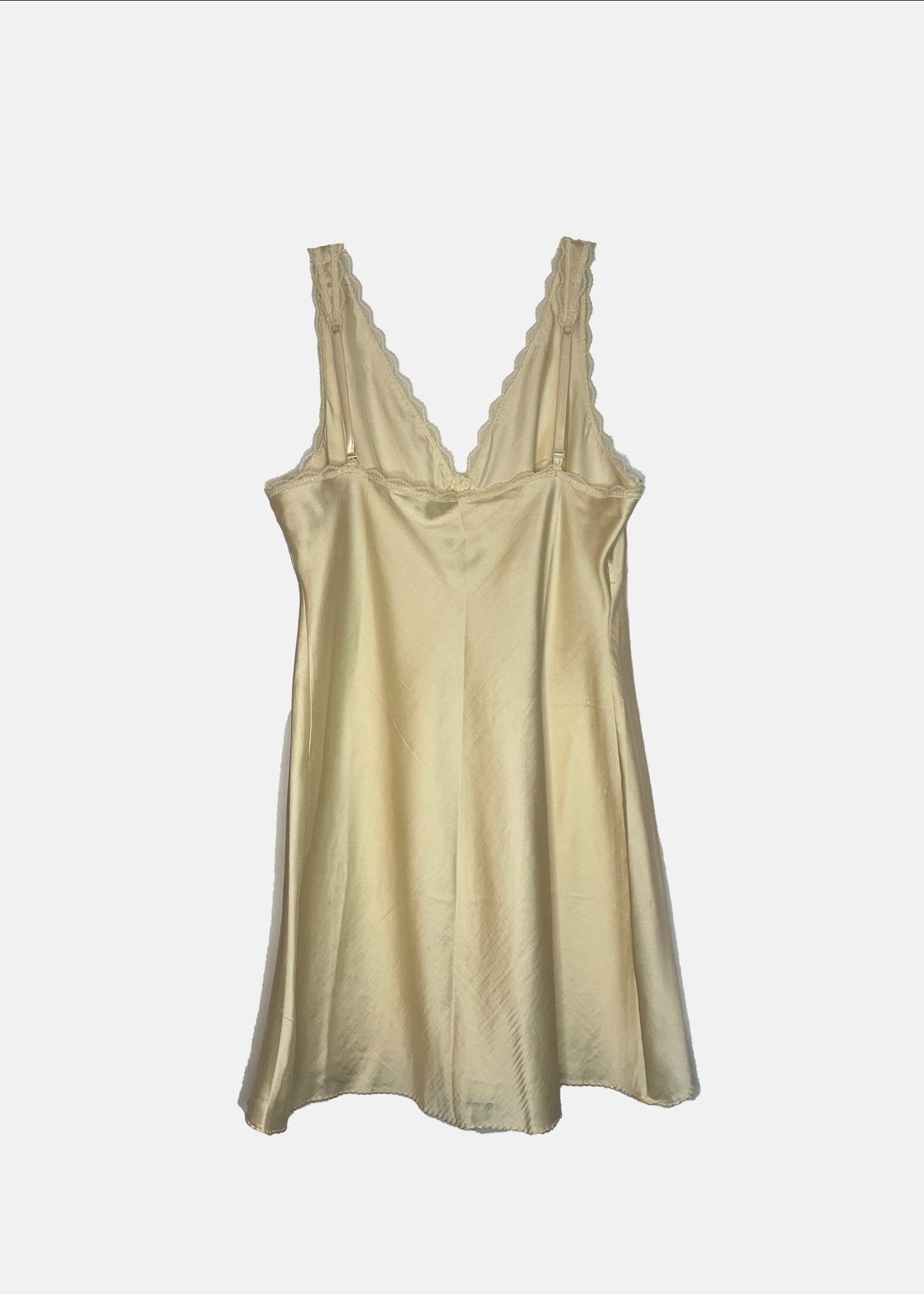 Vintage Vanity Fair Satin Slip Dress with Lace Trim - M