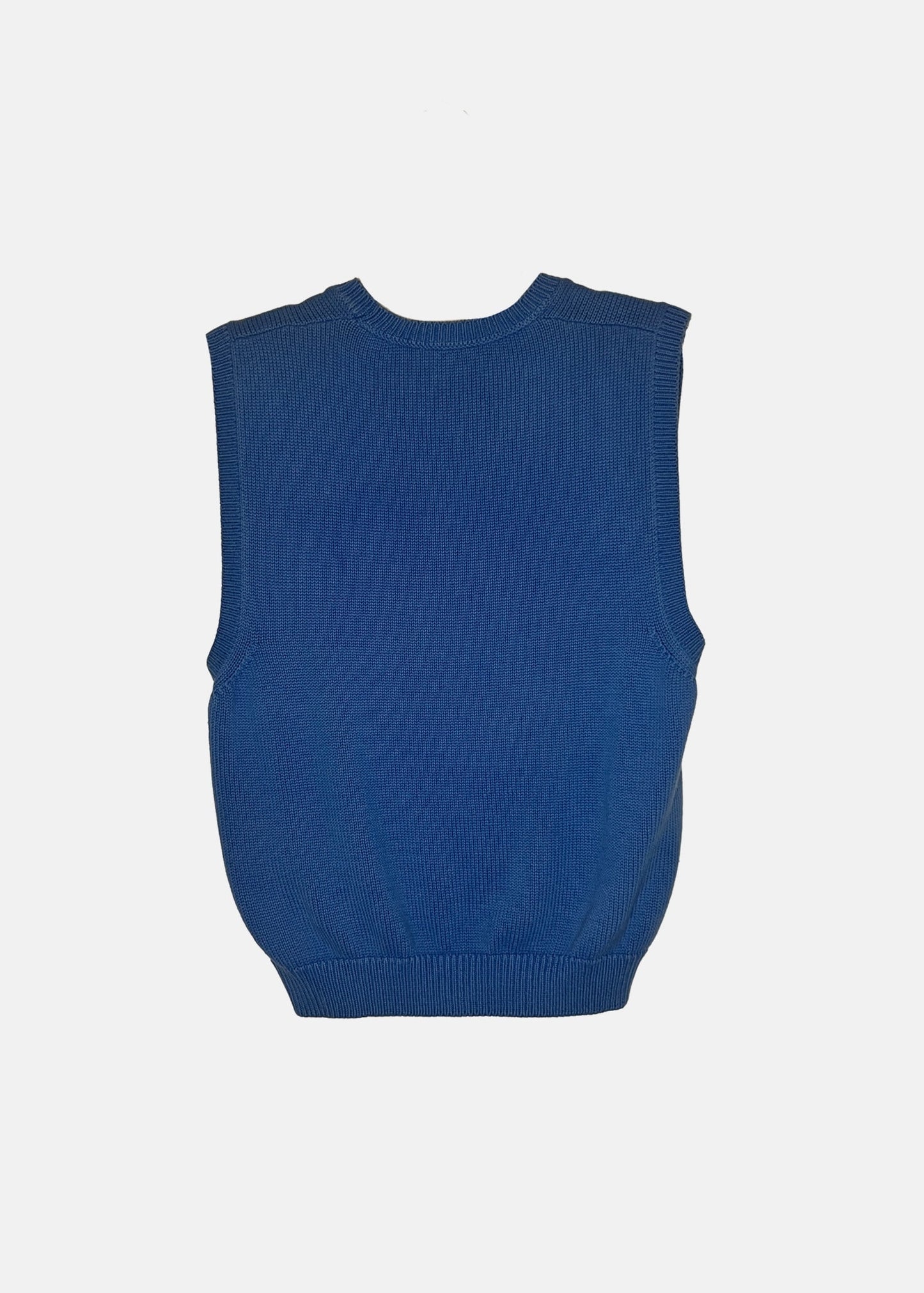 Vintage Knit Blue V-Neck Sweater Vest - M/L