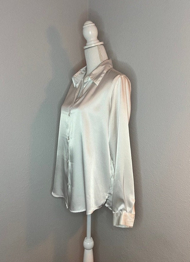 Vintage Satin Blouse - M - White