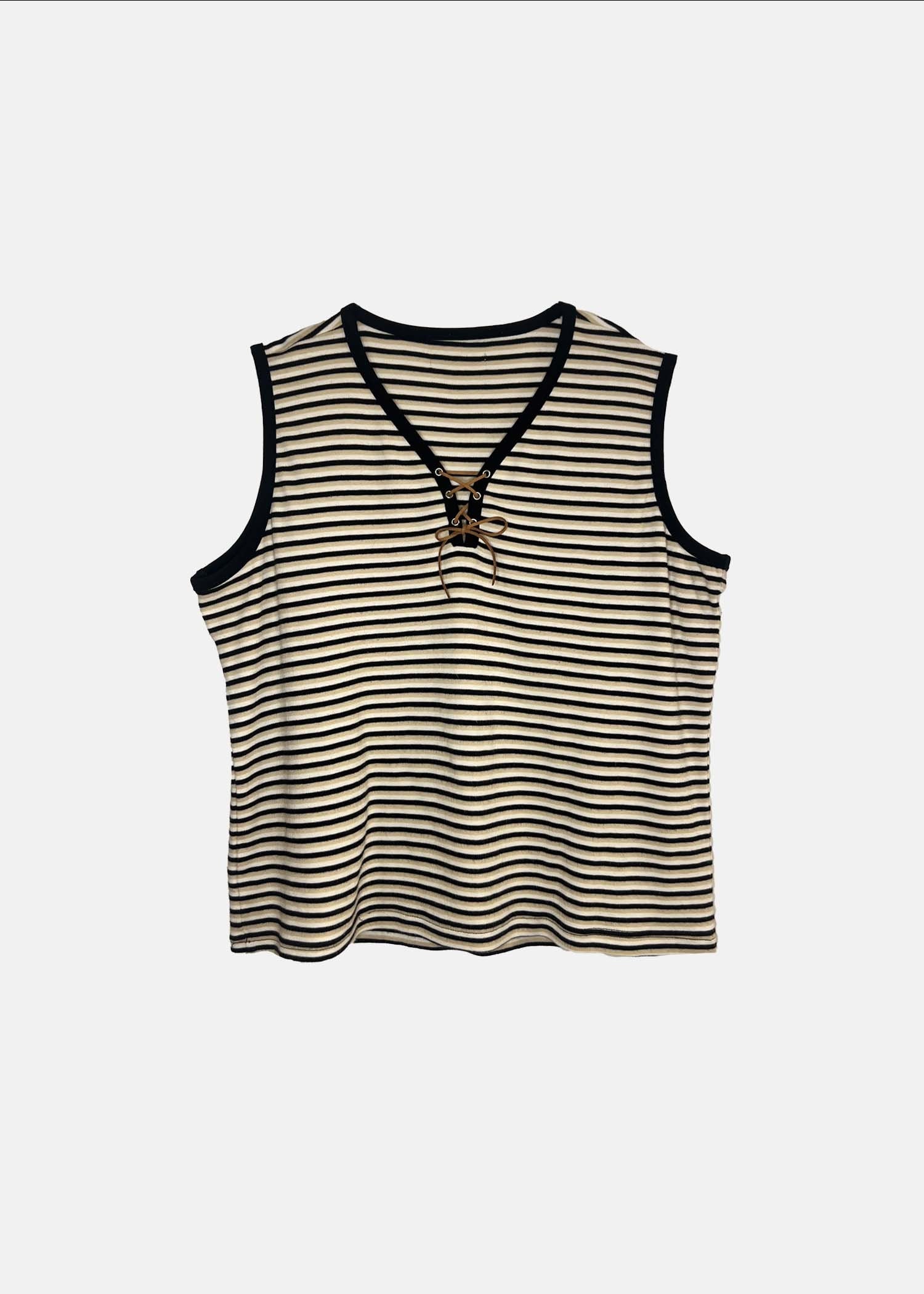 Vintage '90s Striped Tank - 100% Cotton - L