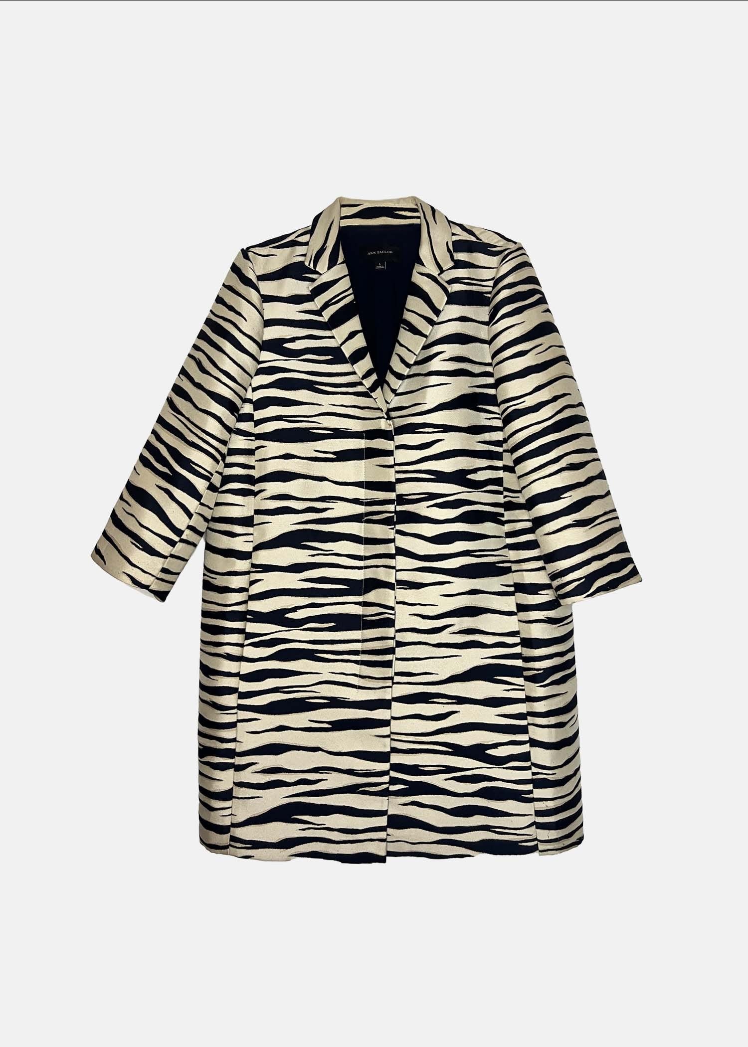 Vintage '90s 2K Animal Print Peacoat - L - Zebra